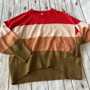 Striped Red and Olive Women's Sweater